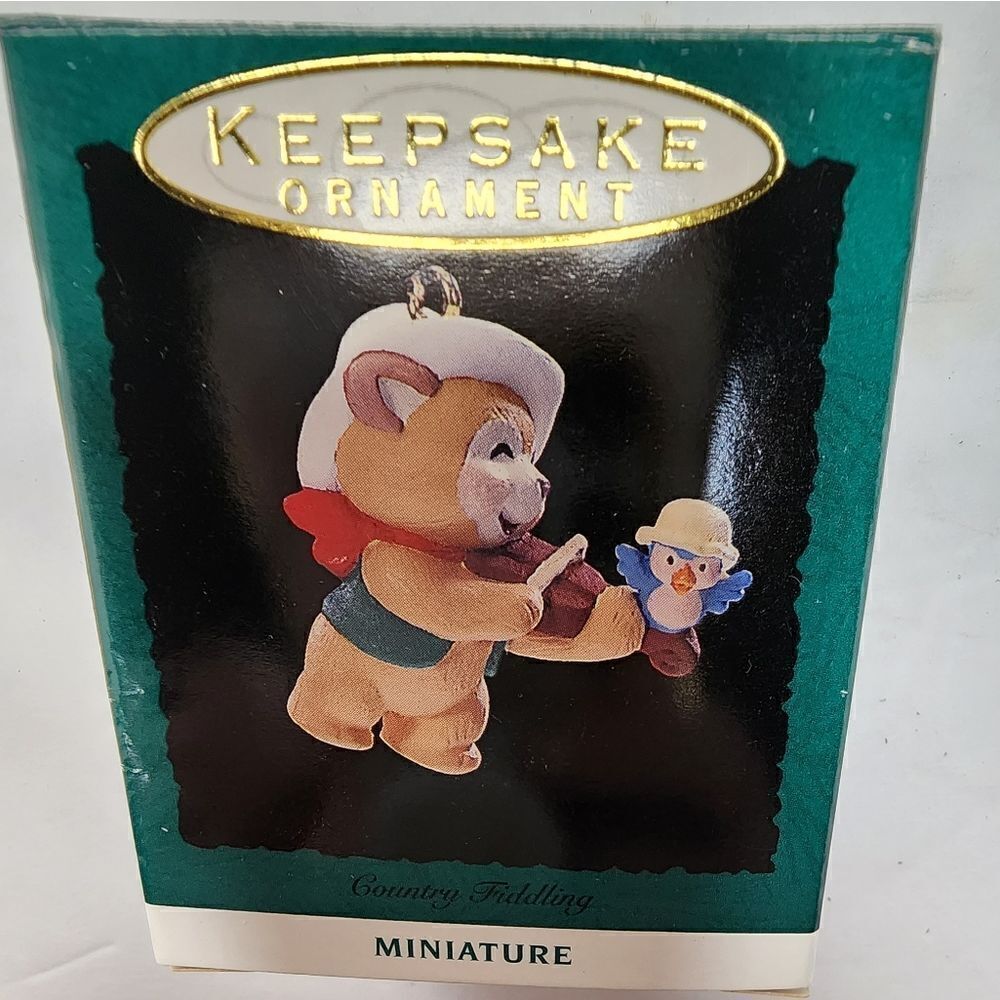 NIB 1993 Hallmark Keepsake Miniature Ornament Country Fiddling Kitten